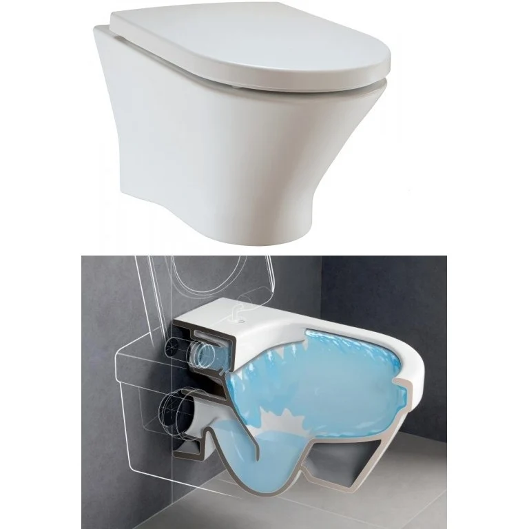 Vas WC suspendat Roca Nexo Rimless 36x53 cm evacuare orizontala