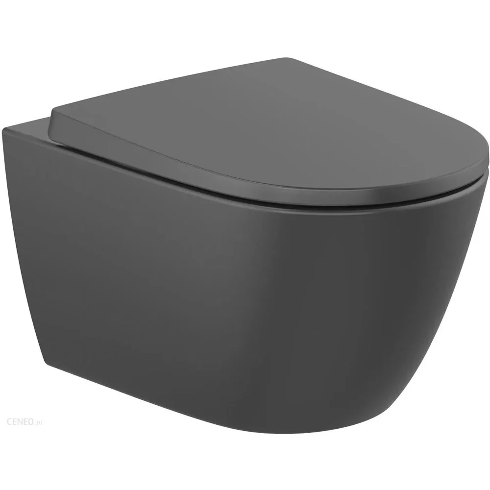 Vas WC suspendat Roca Ona Rimless 36x53 cm evacuare orizontala, negru mat