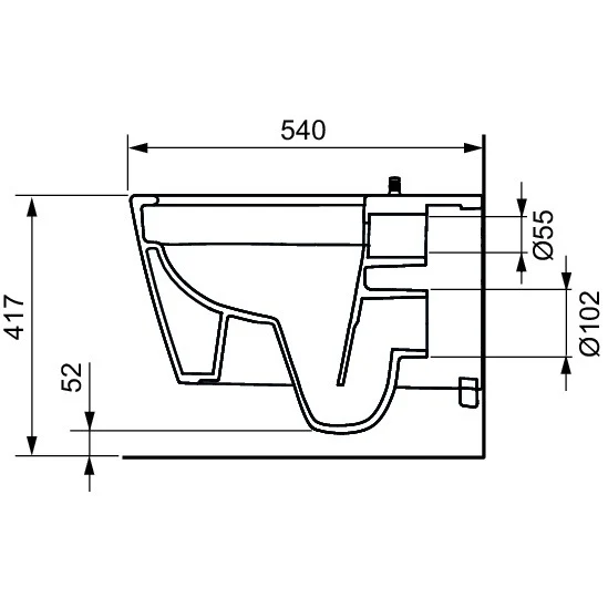 Vas WC suspendat Tece Neo Rimless 37x54 cm evacuare orizontala