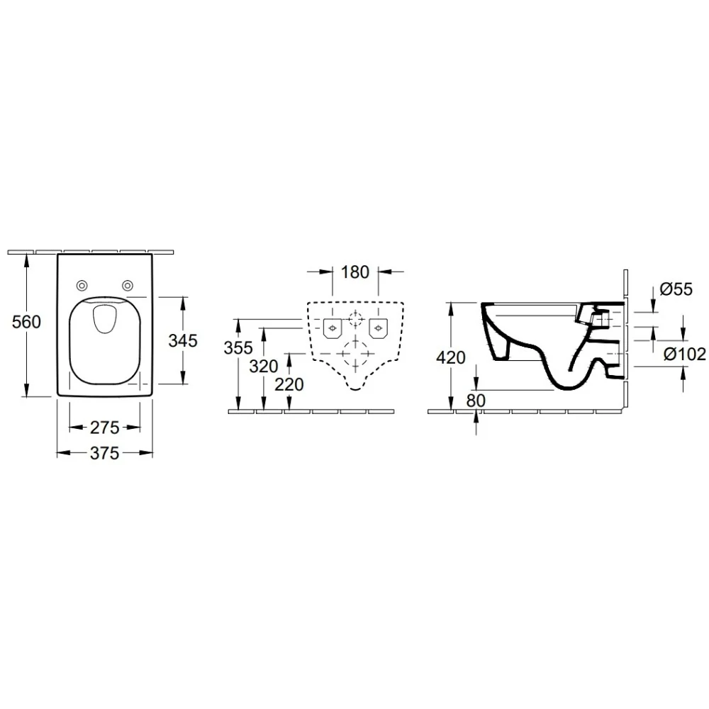 Vas WC suspendat Villeroy & Boch Memento 2.0 38x56 cm evacuare orizontala, sistem spalare DirectFlush
