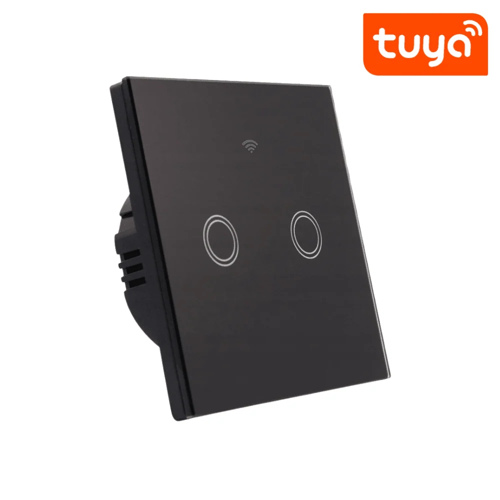 Intrerupator Touch Dublu Smart Negru Home Wifi Tuya