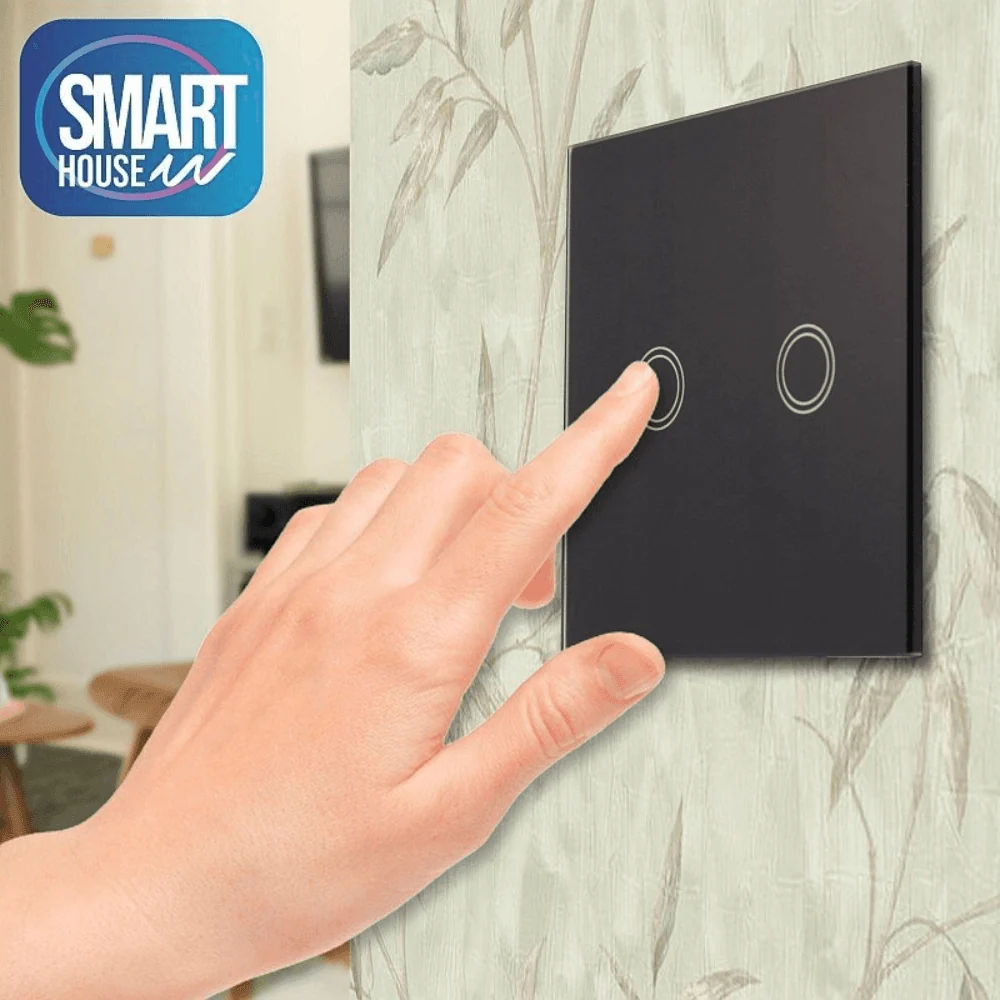 Intrerupator Touch Dublu Smart Negru Home Wifi Tuya