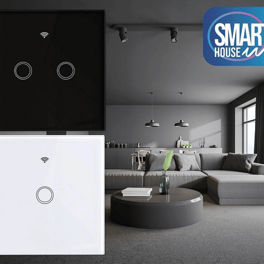 Intrerupator Touch Dublu Smart Negru Home Wifi Tuya