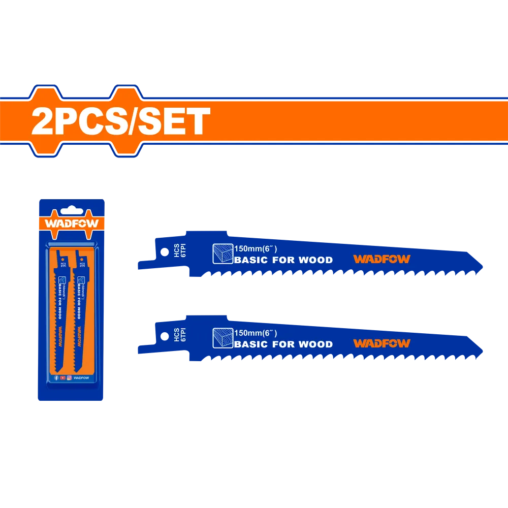Set 2 lame fierastrau sabie pentru lemn Wadfow, otel, 150mm