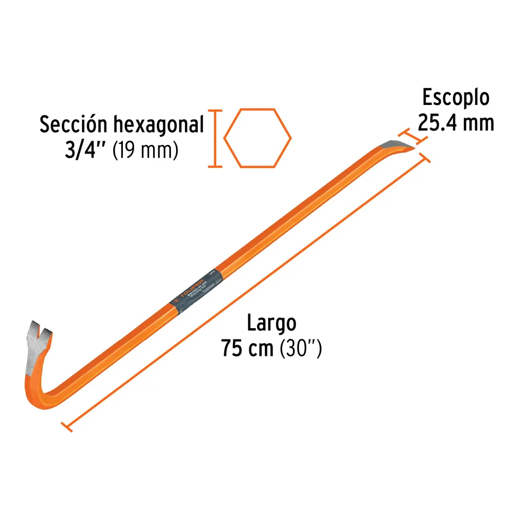 Levier 75 cm X 19 mm, 2.1 kg, Truper