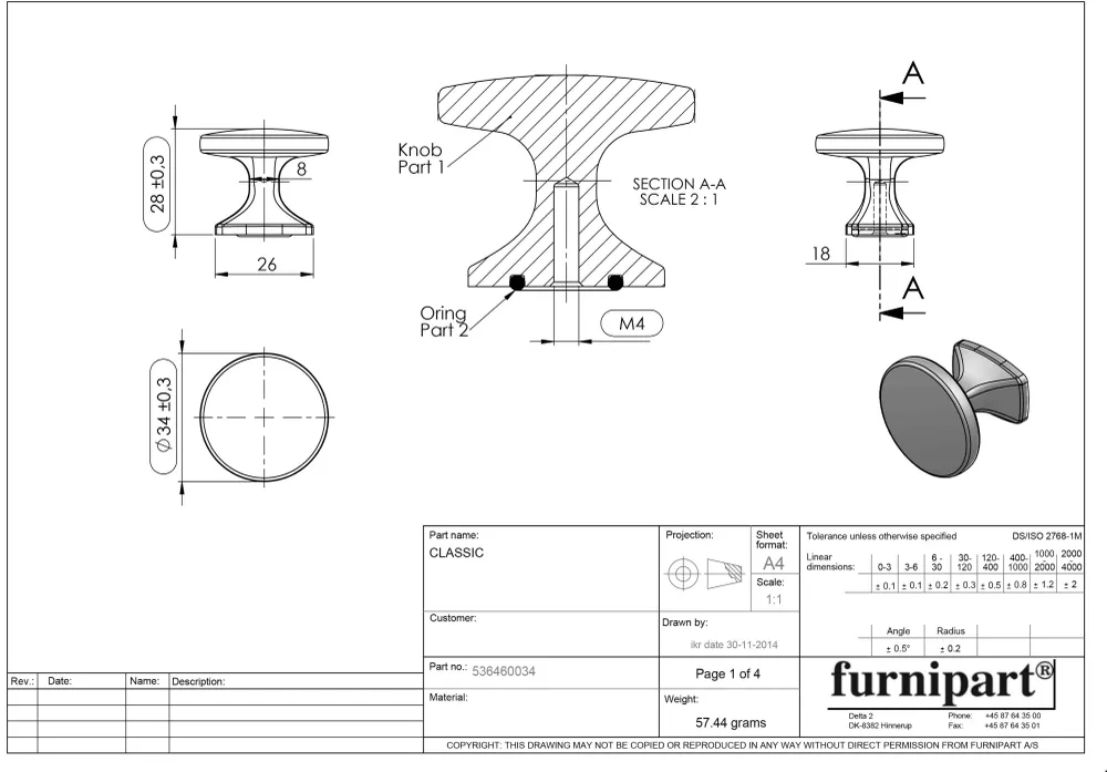 BUTON FURNIPART CLASSIC MARO ANTIC