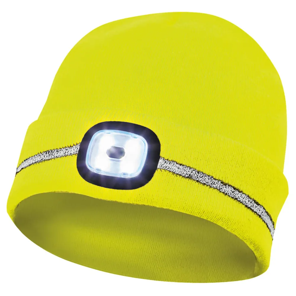 Caciula cu LED si banda reflectorizanta, galben, GEBOL