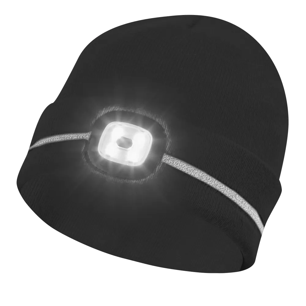 Fes de protectie cu LED si banda reflectorizanta, negru, GEBOL