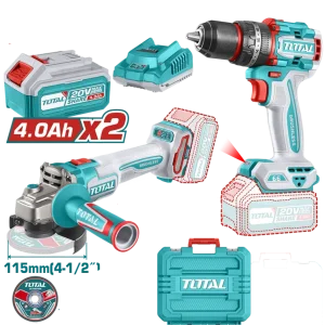 Kit Combo 20V 4.0Ah - Masina de gaurit cu impact, polizor unghiular (include 2 acumulatori, 1 incarcator)