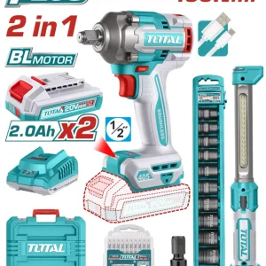 Kit Combo TOTAL 20V - masina de insurubat cu impact, lampa de lucru (include 2 acumulatori si 1 incarcator)