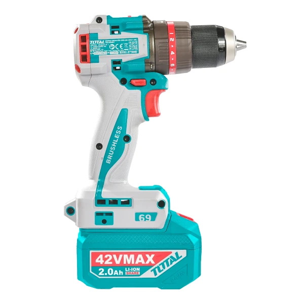 Masina de gaurit cu impact TOTAL 42V, 69 Nm, 47 accesorii (INCLUDE ACUMULATOR, INCARCATOR)