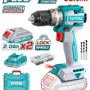 Masina de gaurit cu percutie TOTAL, acumulator 20V, 2Ah, motor fara perii (INDUSTRIAL) - Resigilat