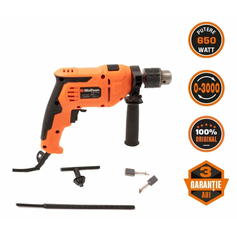 Masina de gaurit cu percutie Wolfson - 650W, 3000rpm