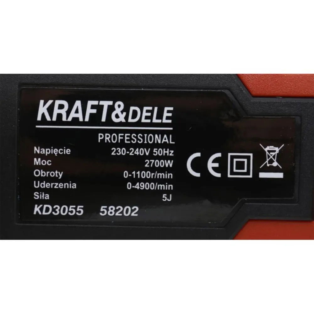 Ciocan rotopercutor Kraft&Dele KD3055, 2700W, 5J, 1100RPM, 4950BPM