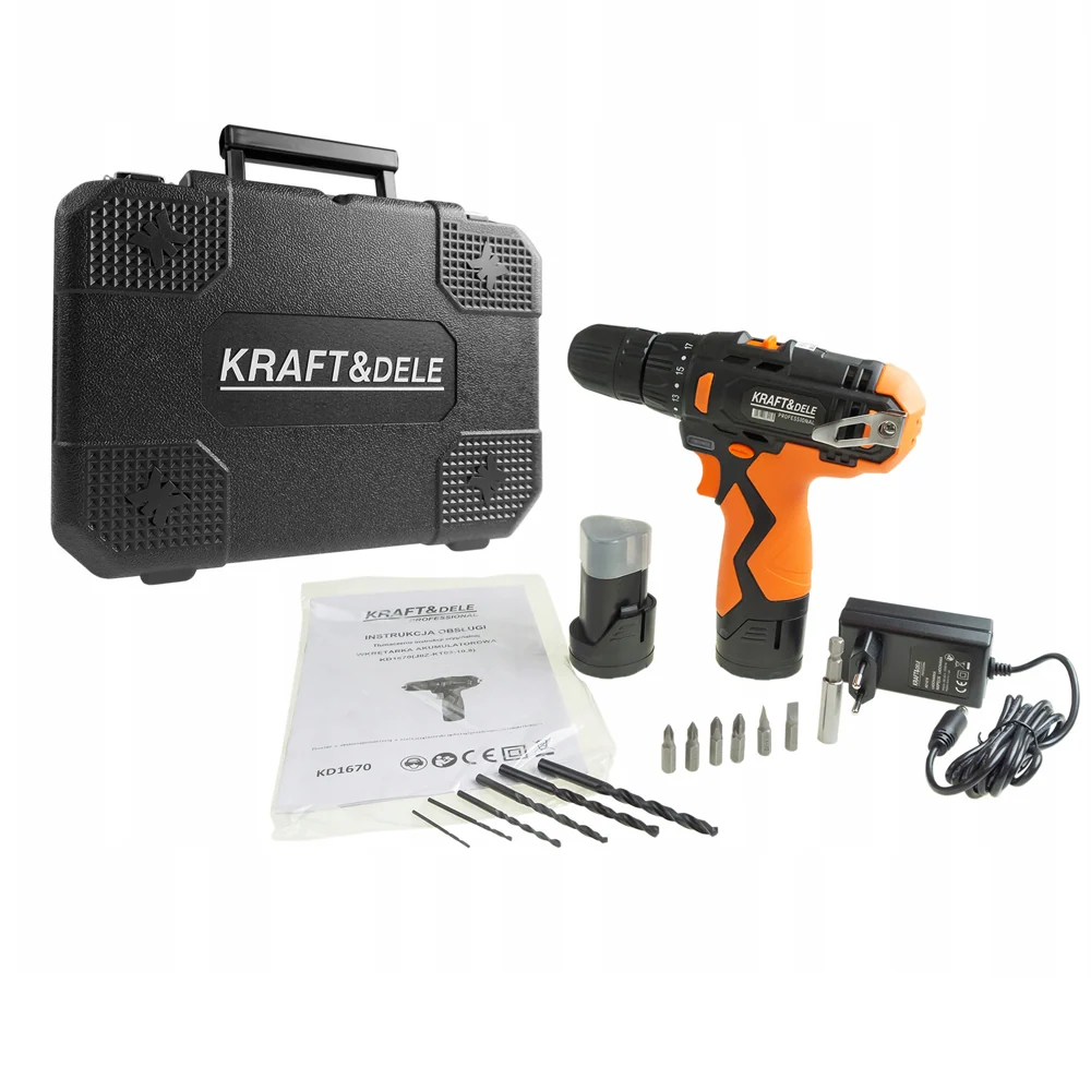 Surubelnita electrica cu 2 acumulatori Kraft&Dele KD1670, 12 V, accesorii incluse