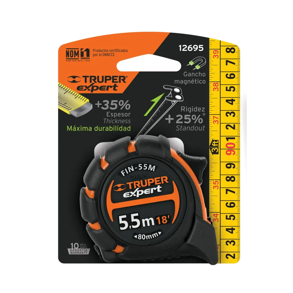 Ruleta cu banda metalica 5.5 m, TRUPER EXPERT