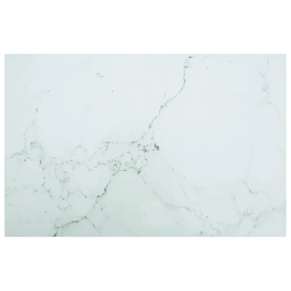 Blat masă alb 100x62 cm 8 mm sticlă securizată design marmură