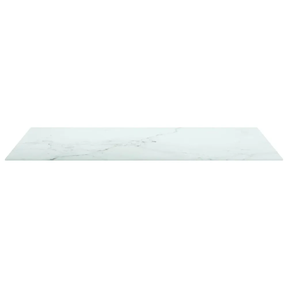 Blat masă alb 100x62 cm 8 mm sticlă securizată design marmură