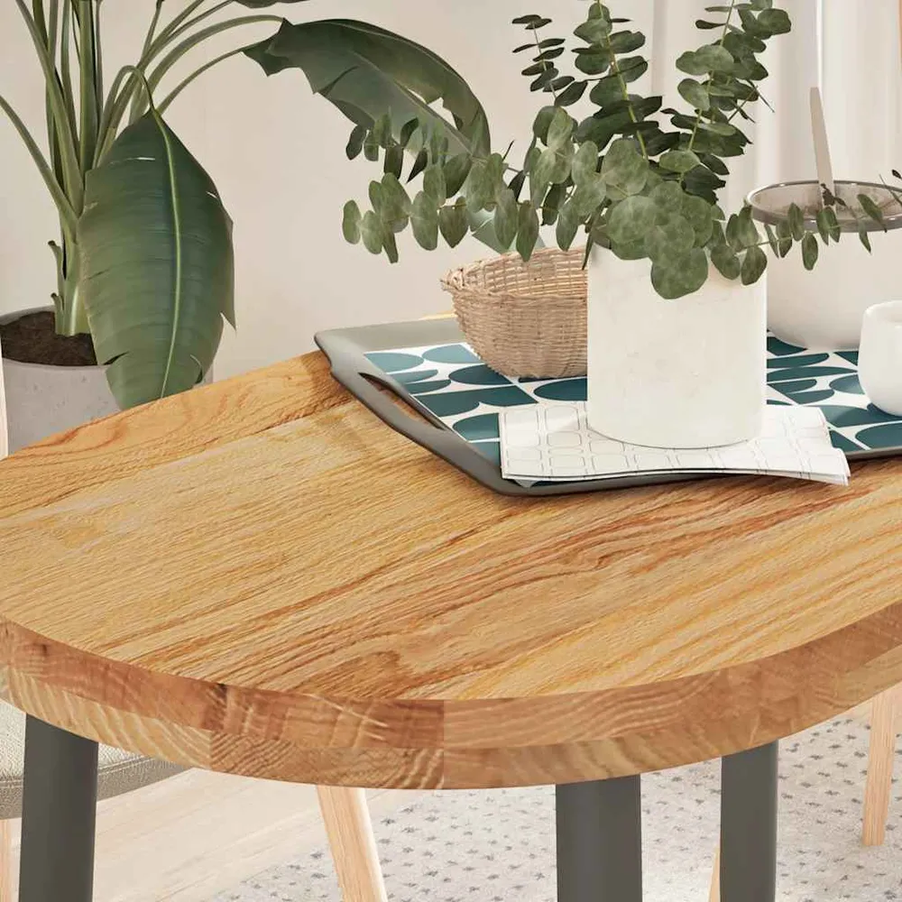Blat de masă maro deschis 100x50x4 cm lemn masiv de stejar oval
