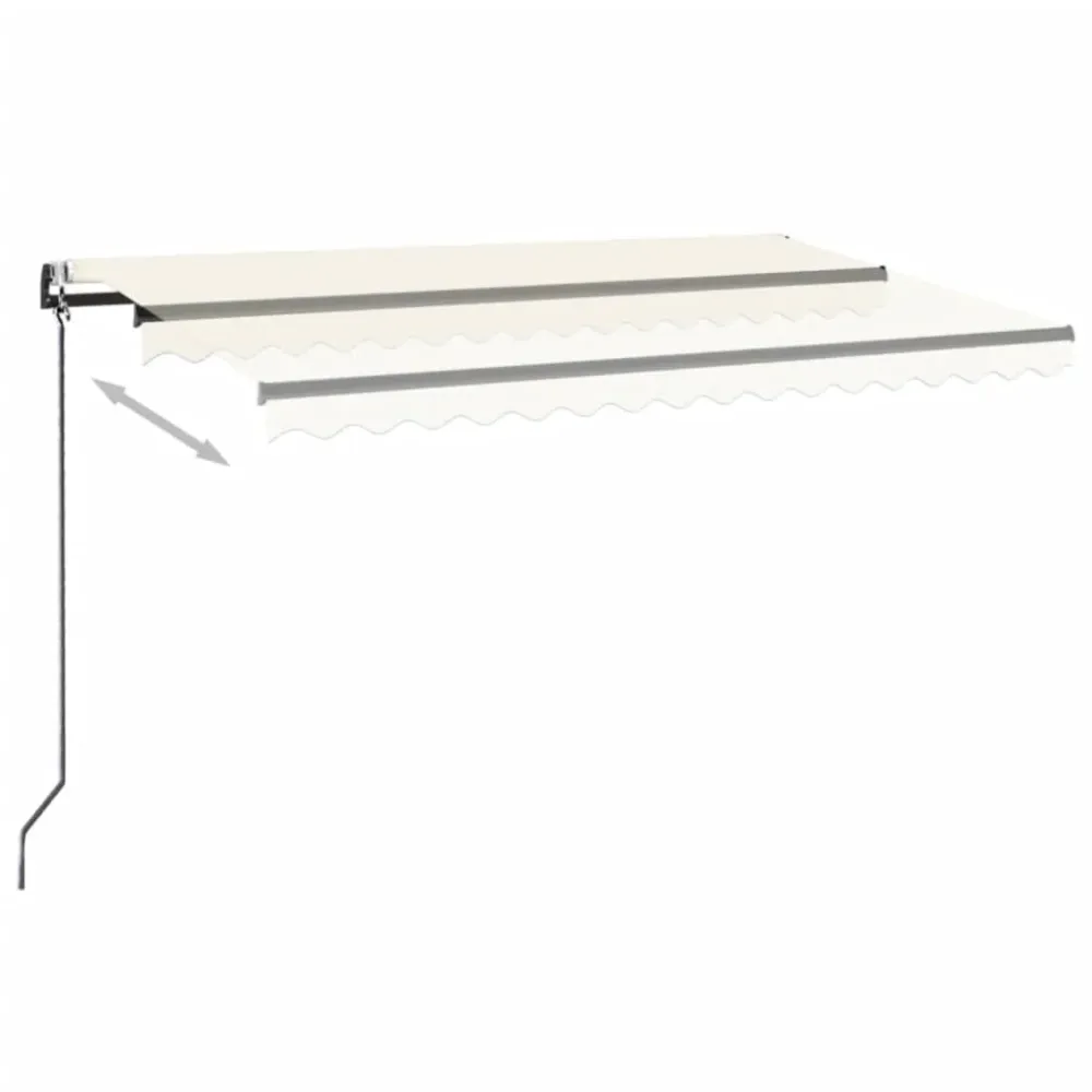 Copertină automată cu LED & senzor vânt, crem, 450x350 cm