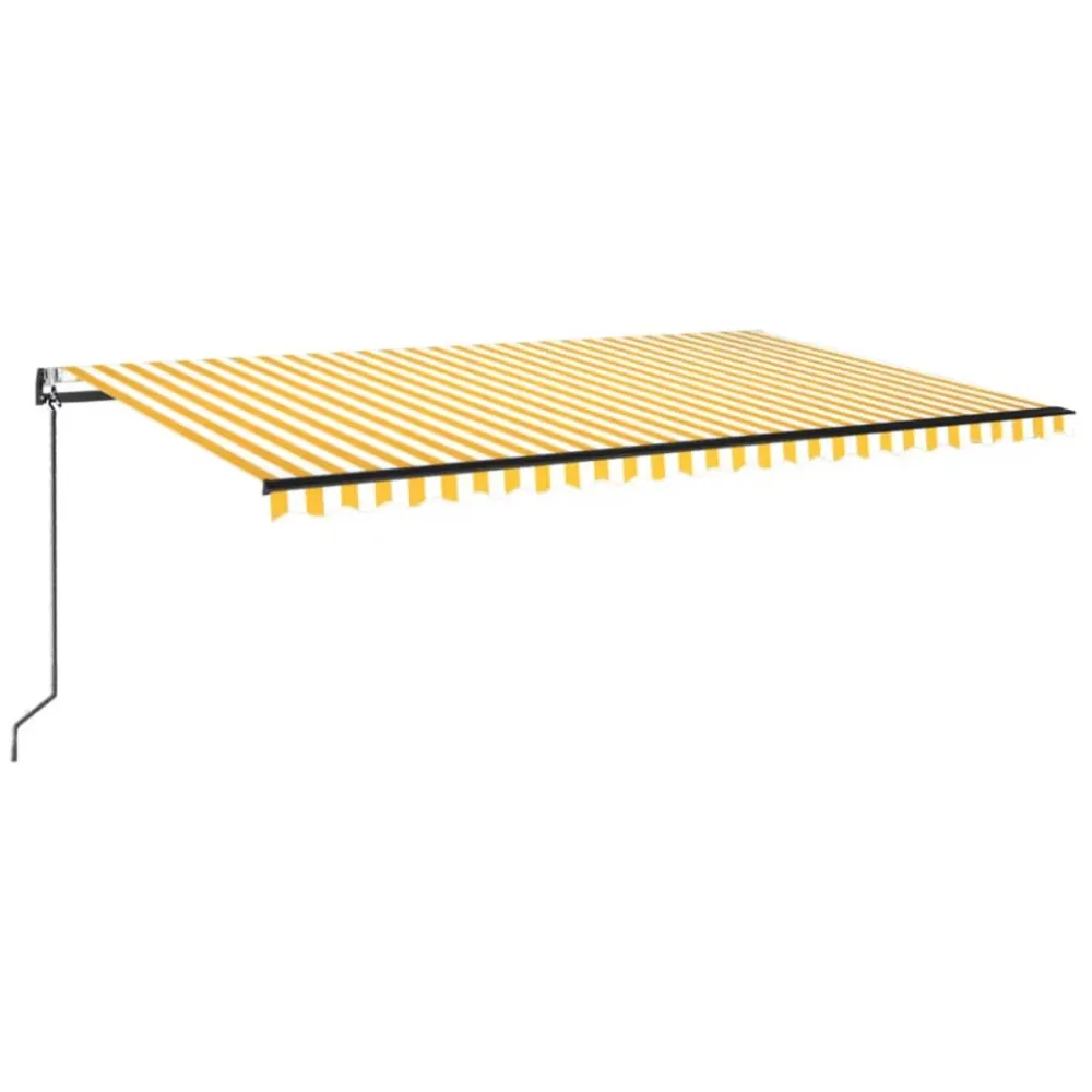 Copertină automată cu LED&senzor vânt, galben/alb, 500x350 cm