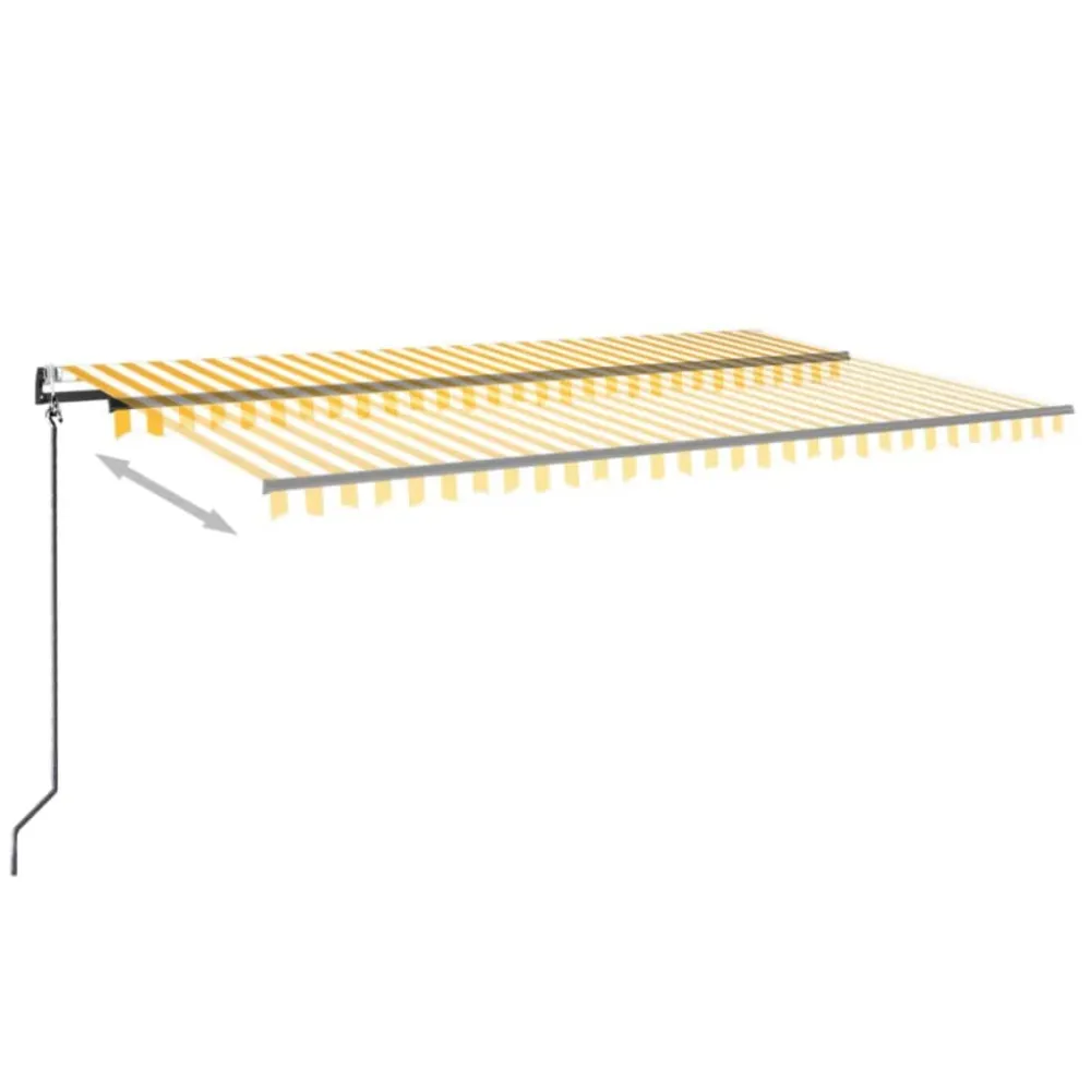 Copertină automată cu LED&senzor vânt, galben/alb, 500x350 cm