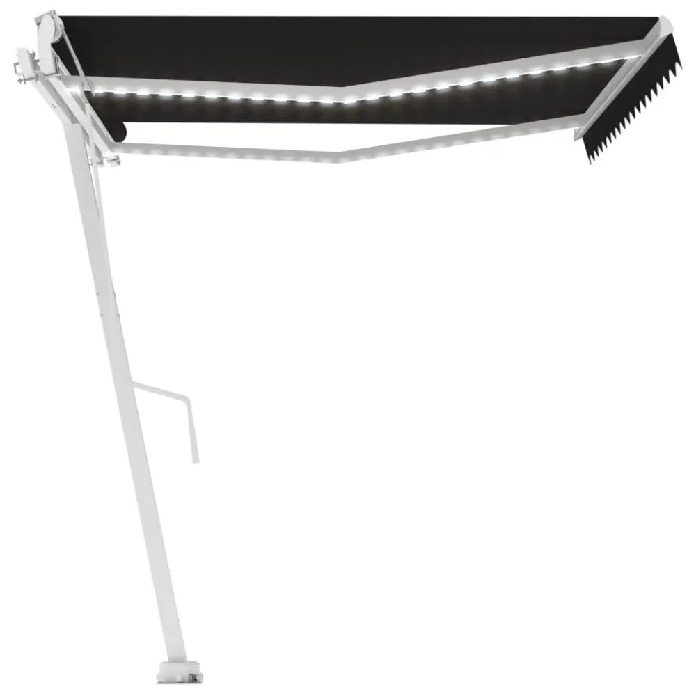 Copertină automată cu senzor vânt & LED, antracit, 450x300 cm