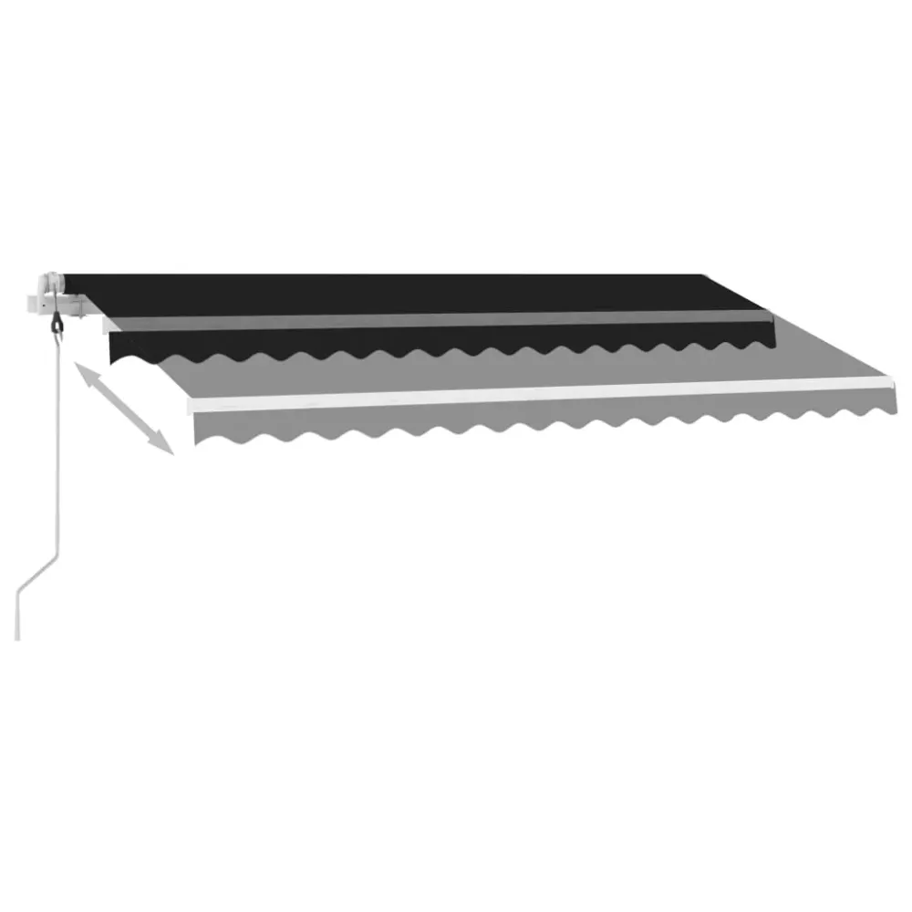 Copertină automată cu senzor vânt & LED, antracit, 450x300 cm