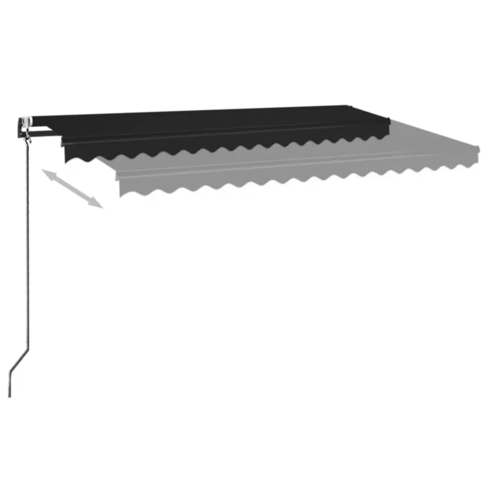 Copertină automată cu senzor vânt & LED, antracit, 400x350 cm