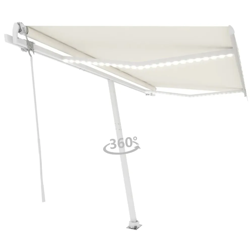 Copertină automată cu senzor vânt & LED, crem, 400x300 cm