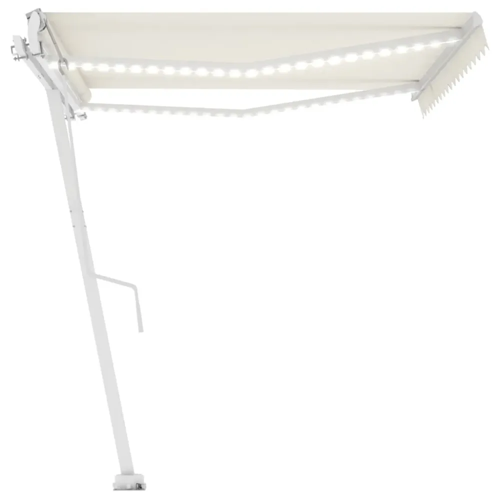 Copertină automată cu senzor vânt & LED, crem, 450x300 cm