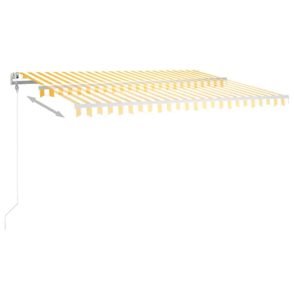 Copertină automată cu senzor vânt & LED, galben&alb, 400x300 cm