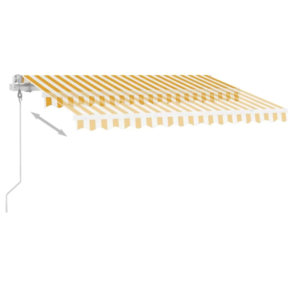 Copertină automată senzor vânt & LED, galben/alb, 300x250 cm
