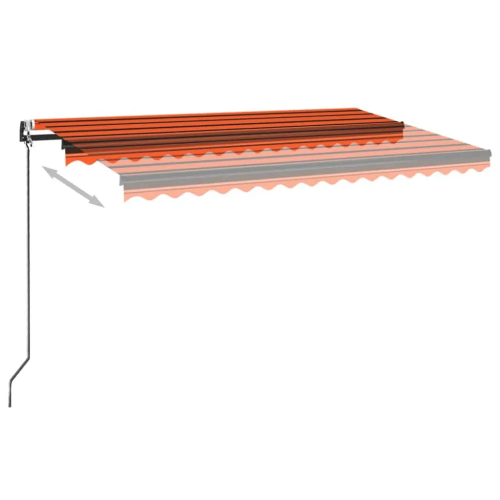 Copertină automată, senzor vânt & LED, oranj/maro, 450x350 cm