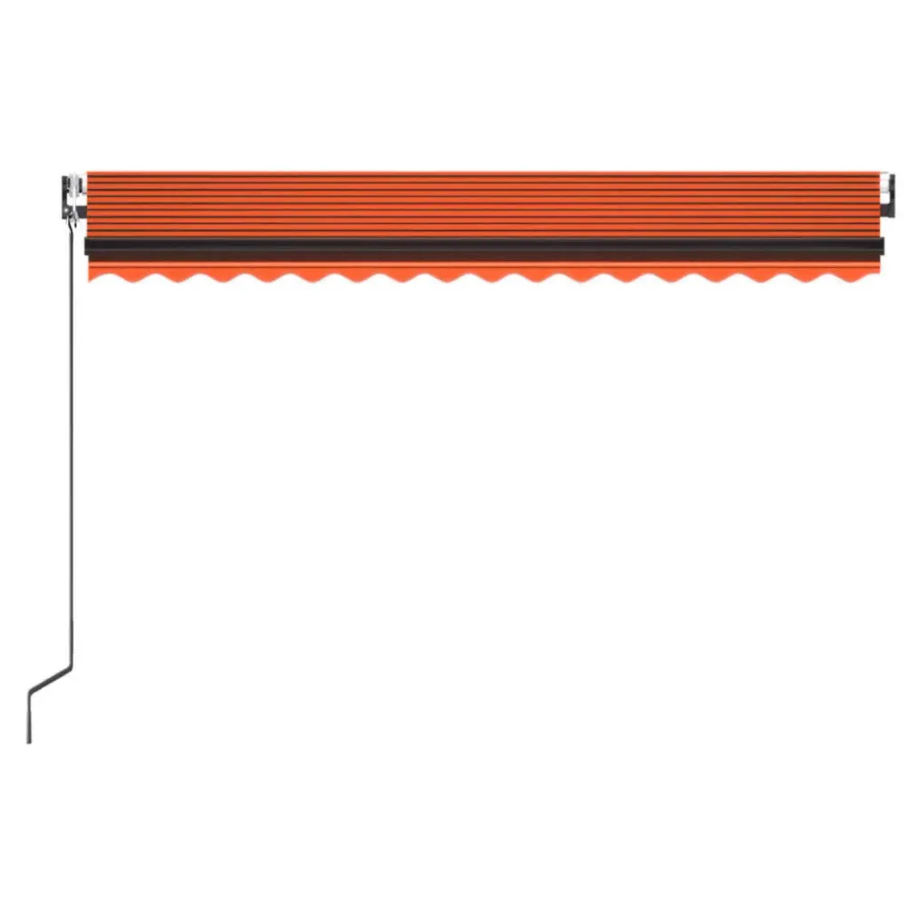 Copertină automată, senzor vânt & LED, oranj/maro, 450x350 cm