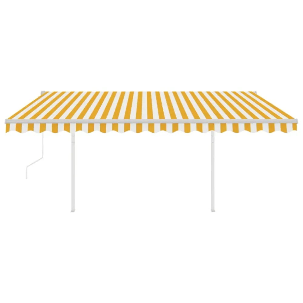 Copertină automată cu senzor vânt&LED, galben/alb, 4,5x3 m