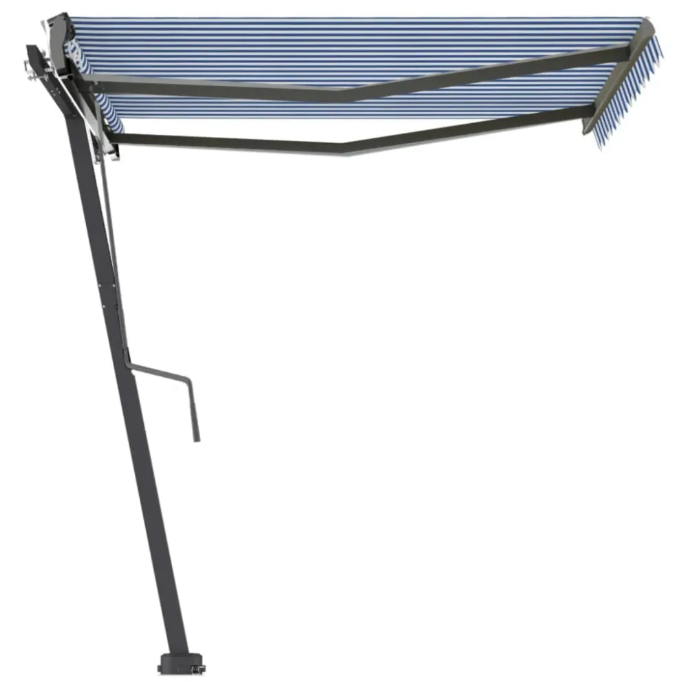 Copertină autonomă retractabilă automat albastru&alb 350x250 cm