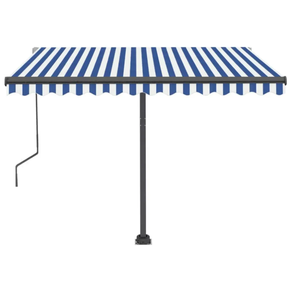 Copertină autonomă retractabilă automat albastru&alb 350x250 cm