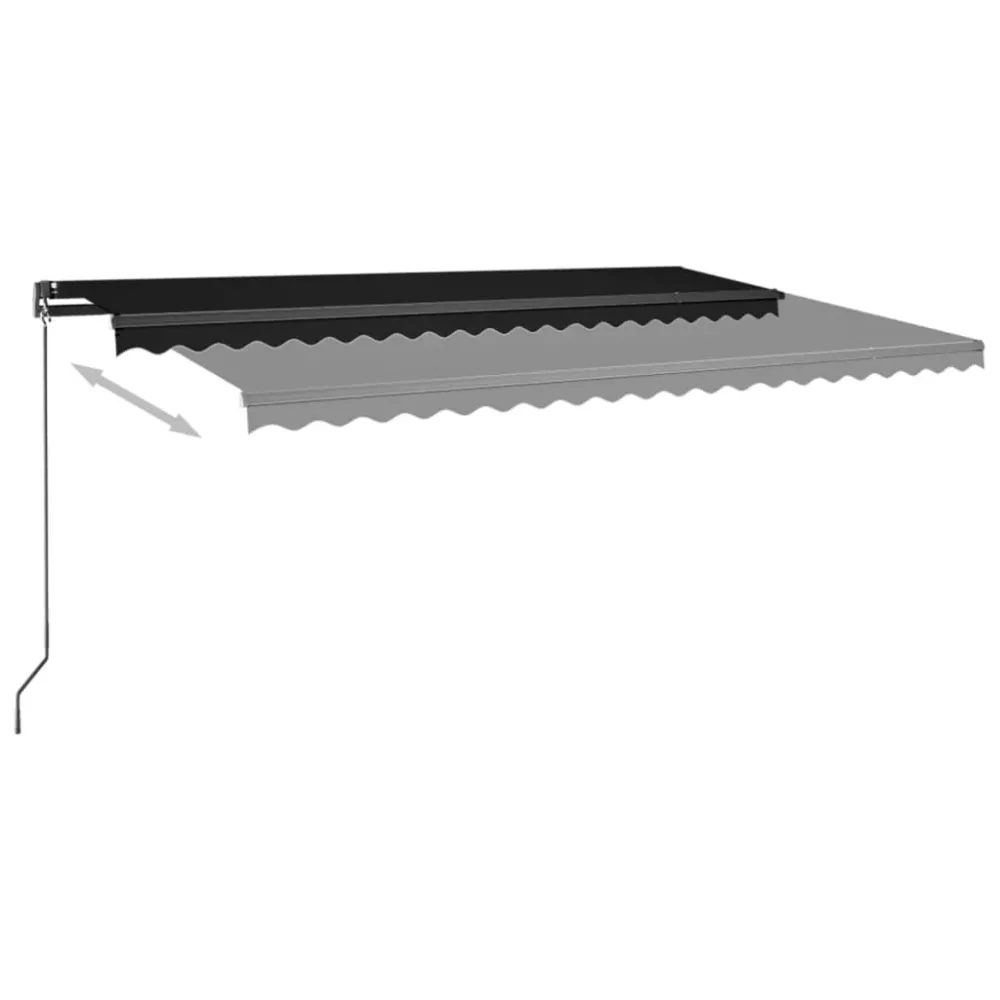 Copertină autonomă retractabilă automat, antracit, 500x300 cm