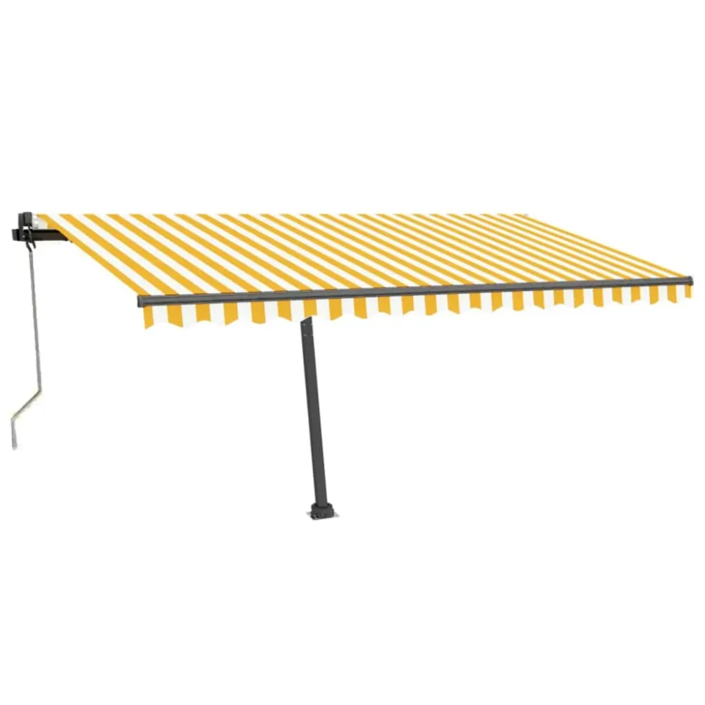 Copertină autonomă retractabilă automat galben & alb 450x350 cm