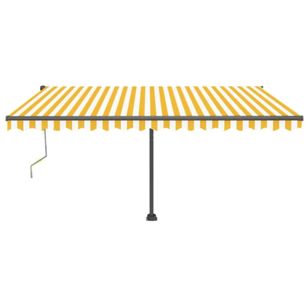 Copertină autonomă retractabilă automat galben & alb 450x350 cm
