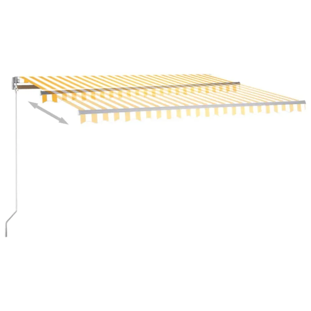 Copertină autonomă retractabilă automat galben & alb 450x350 cm