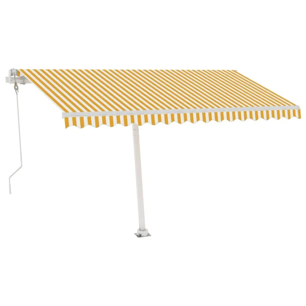 Copertină autonomă retractabilă automat galben&alb, 400x300 cm