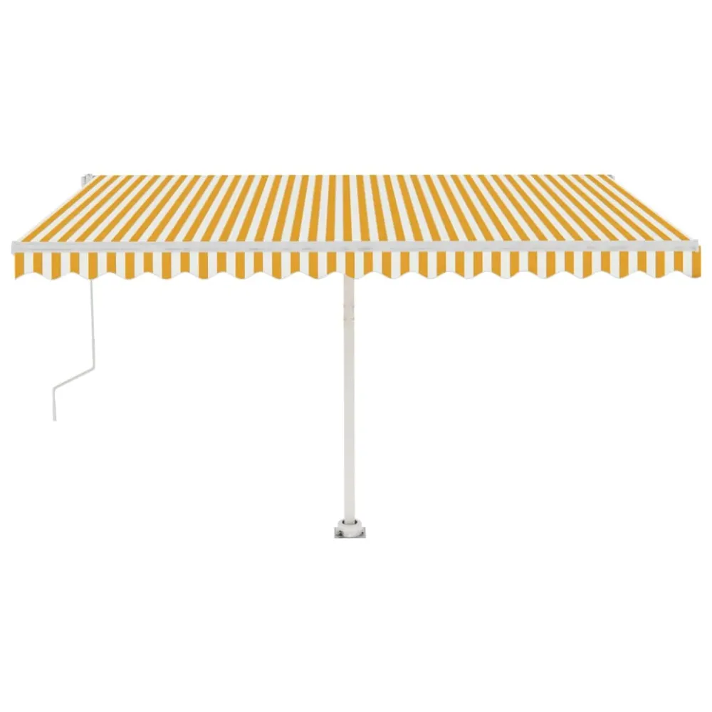 Copertină autonomă retractabilă automat galben&alb, 400x300 cm