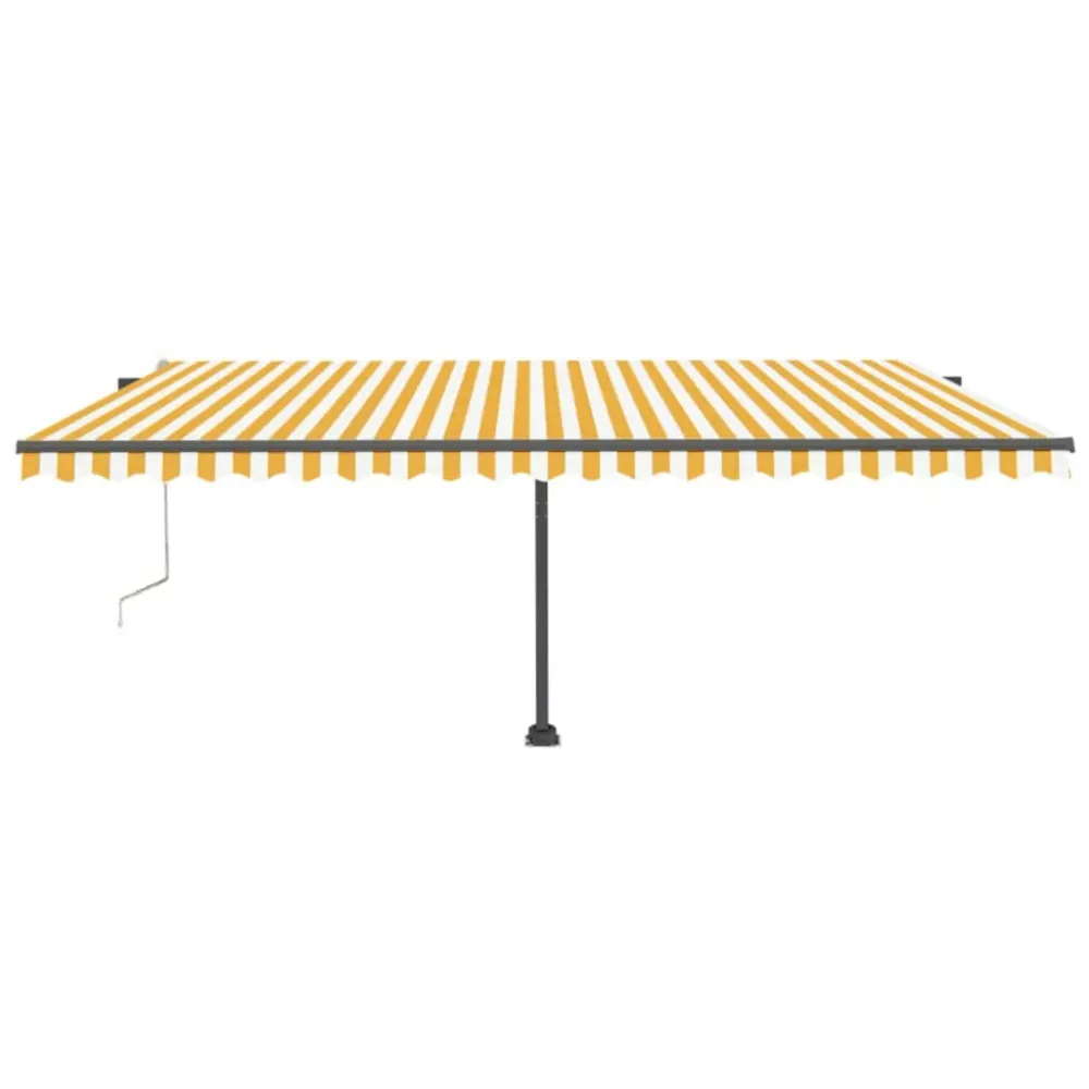 Copertină autonomă retractabilă automat galben&alb 500x300 cm