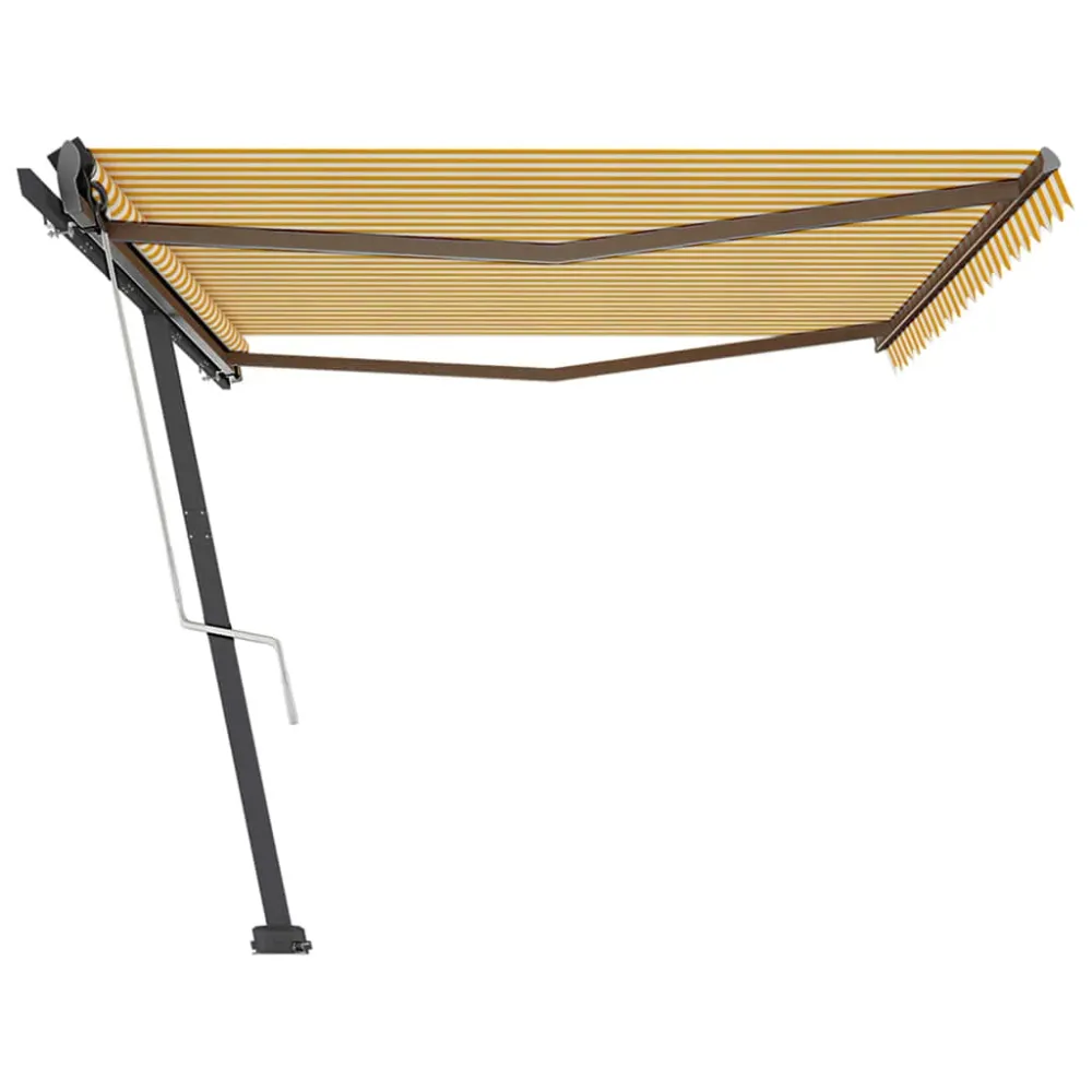 Copertină autonomă retractabilă automat galben&alb 500x350 cm