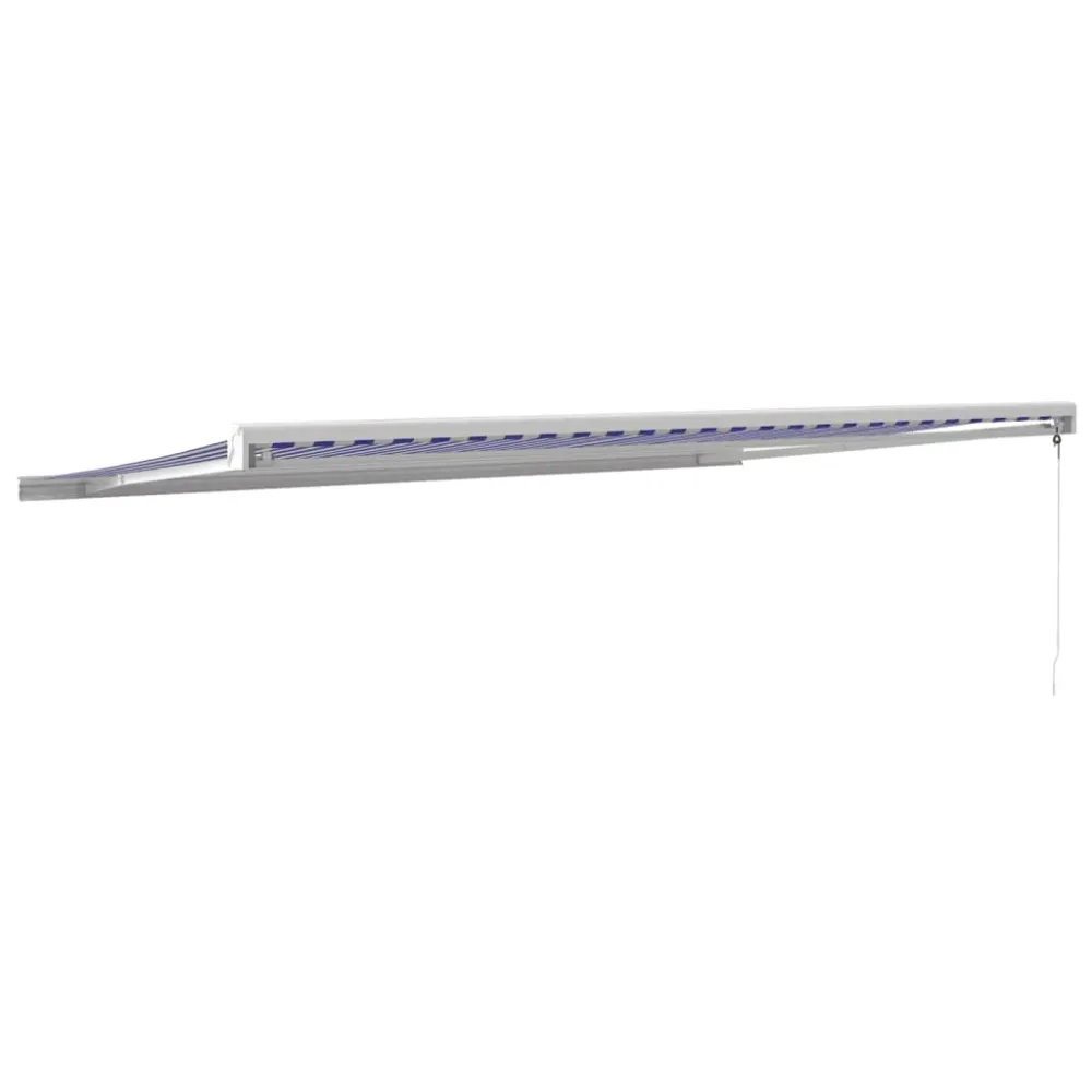 Copertină retractabilă albastru/alb, 5x3 m, textil/aluminiu