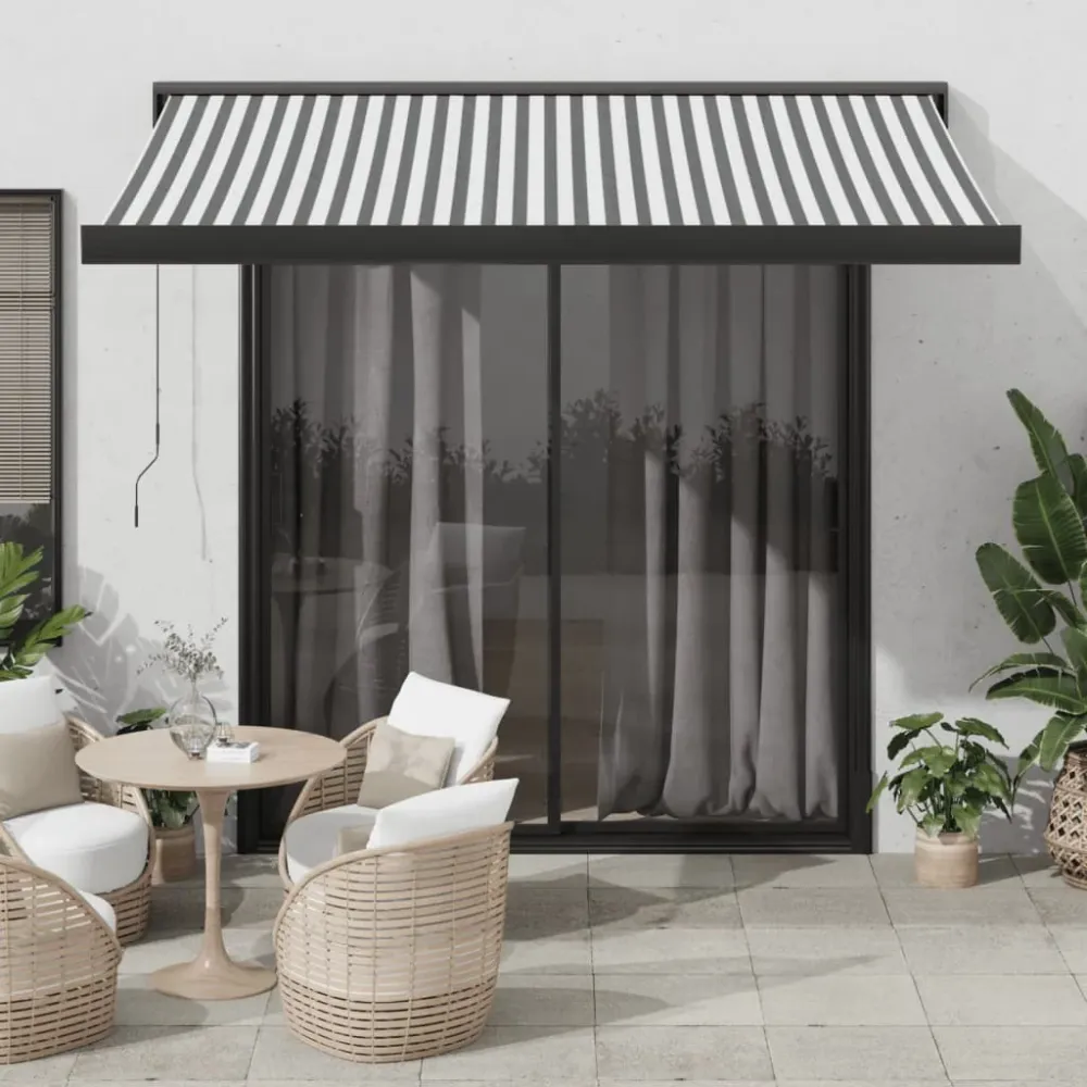 Copertină retractabilă antracit/alb, 3,5x2,5 m, textil/aluminiu