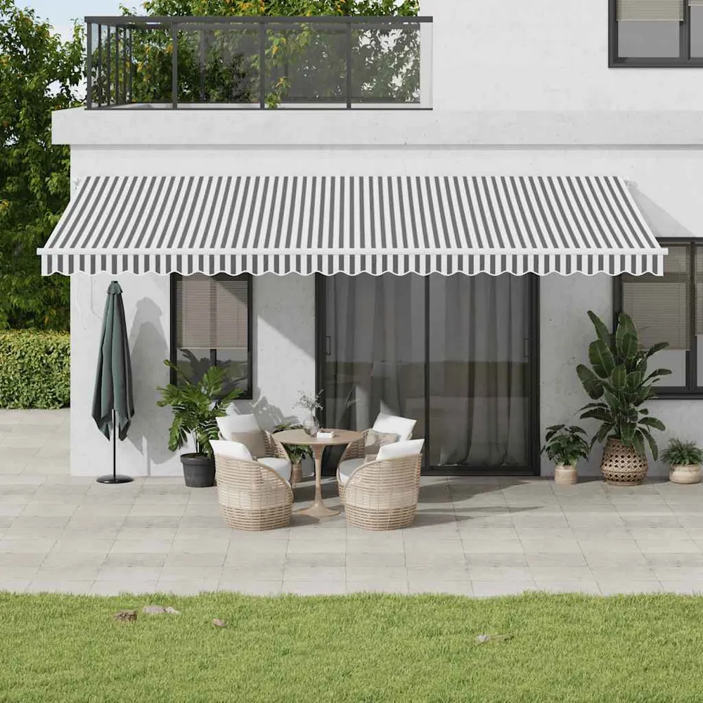 Copertină retractabilă automat, antracit/alb, 600x300 cm