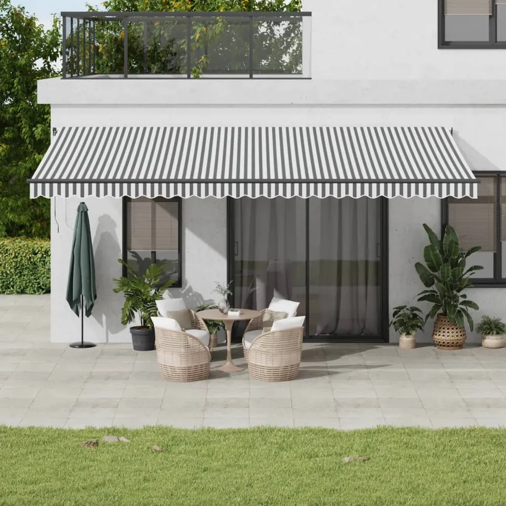 Copertină retractabilă automat, antracit/alb, 600x350 cm